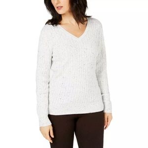 Karen Scott Sweater Cable-Knit Scoop Neck Winter White Plus Size XXL Long Sleeve